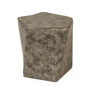 Zentique Grey PU Twisted Pentagon Stool Modern Geometric Ottoman – Compact Stain-Resistant PU Accent Seat for Small Spaces GH006-PU