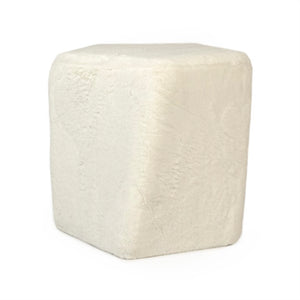 Zentique White Faux Fur Stool: Plush High-Pile Accent Seat for Vanity, Living Room or Cozy Footrest, Modern Elegance W16.75 x H15.5 x D16.75 GH006-RW
