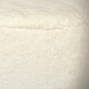 Zentique White Faux Fur Stool: Plush High-Pile Accent Seat for Vanity, Living Room or Cozy Footrest, Modern Elegance W16.75 x H15.5 x D16.75 GH006-RW