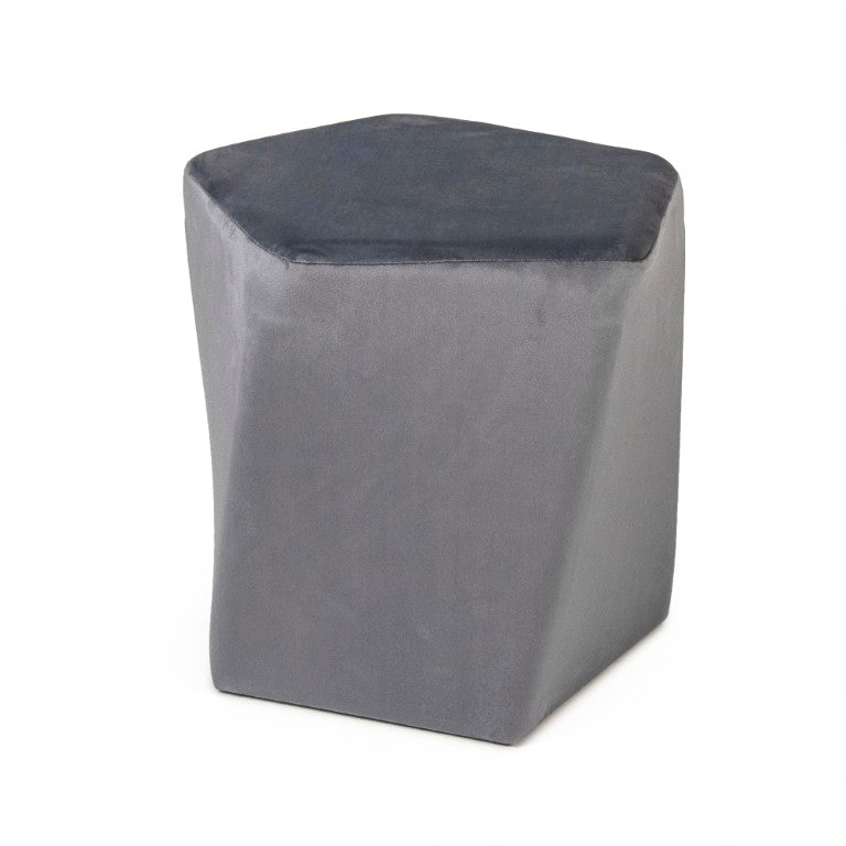 Zentique Blue Velvet Twisted Pentagon Stool reimagined as a sculptural velvet ottoman for luxe seating & decor (99 characters) W16.75 x H15.5 x D16.75 GH006-VB