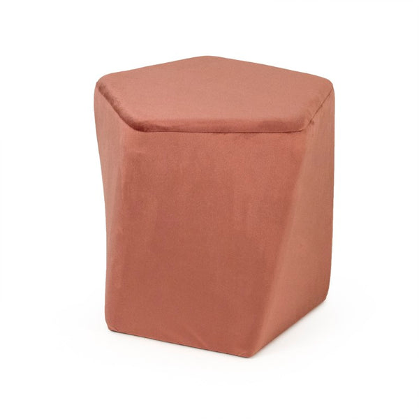 Zentique Mauve Sculptural Velvet Twisted Pentagon Stool — Plush Mauve-Rose Accent Seating with Modern Flair W16.75 x H15.5 x D16.75 GH006-VP