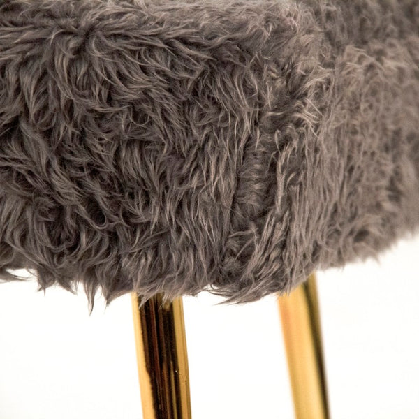 Zentique Slate Plush Slate Grey Faux Fur Bench — Luxurious High-Pile Seating, Compact 39.5" Length, Versatile Accent GH007-G