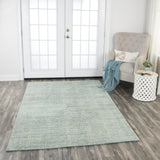 Rizzy Grand Haven GH722A Hand Loomed Transitional Wool / Viscose Rug Aqua 9' x 12'