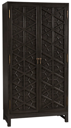 Noir Maharadscha Hutch, Hand-Carved Mahogany Storage with Contemporary Iron Base for Elegant Spaces Pale | Small GHUT118P-S