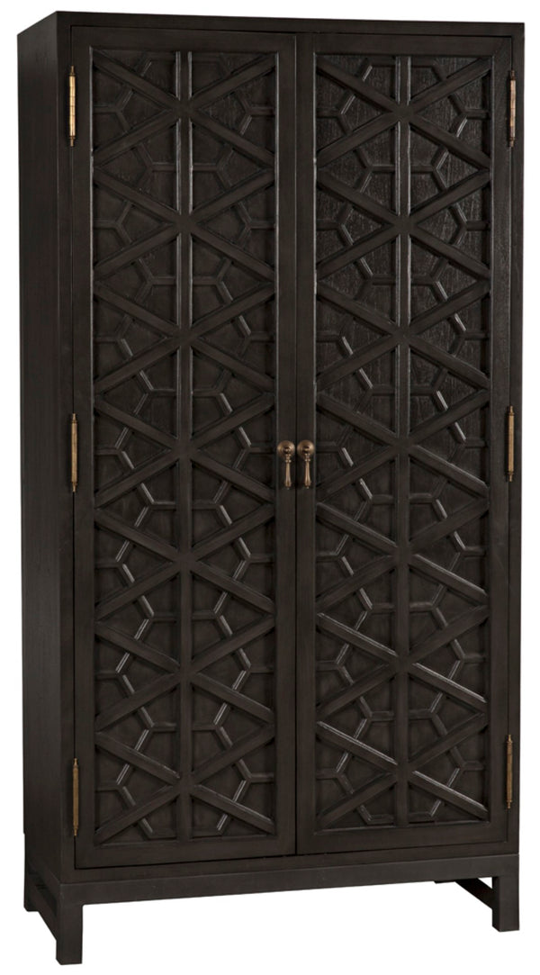 Noir Maharadscha Hutch, Hand-Carved Mahogany Storage with Contemporary Iron Base for Elegant Spaces Pale | Small GHUT118P-S