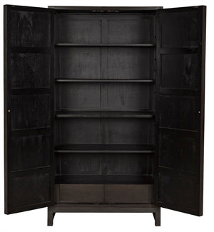 Noir Maharadscha Hutch, Hand-Carved Mahogany Storage with Contemporary Iron Base for Elegant Spaces Pale | Small GHUT118P-S