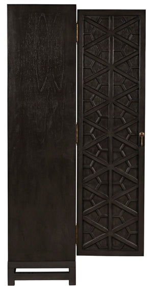 Noir Maharadscha Hutch, Hand-Carved Mahogany Storage with Contemporary Iron Base for Elegant Spaces Pale | Small GHUT118P-S