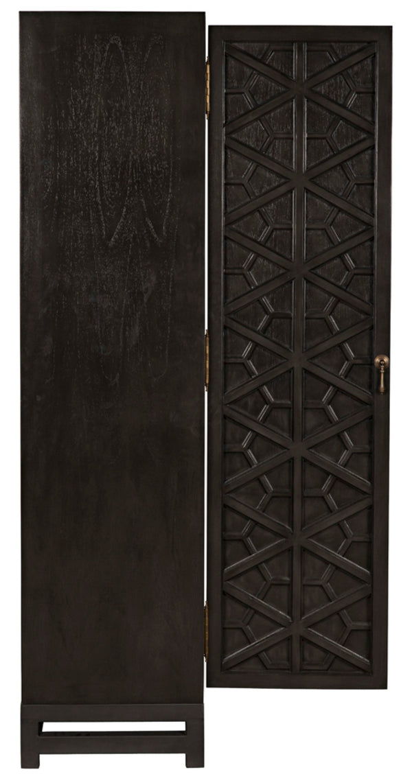 Noir Maharadscha Hutch, Hand-Carved Mahogany Storage with Contemporary Iron Base for Elegant Spaces Pale | Small GHUT118P-S