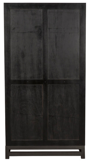 Noir Maharadscha Hutch, Hand-Carved Mahogany Storage with Contemporary Iron Base for Elegant Spaces Pale | Small GHUT118P-S