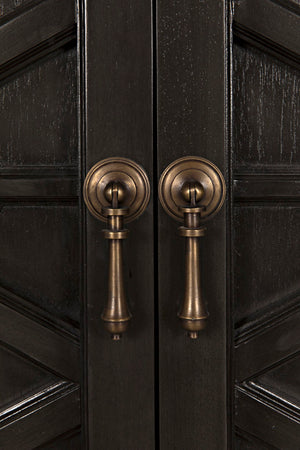 Noir Maharadscha Hutch, Hand-Carved Mahogany Storage with Contemporary Iron Base for Elegant Spaces Pale | Small GHUT118P-S