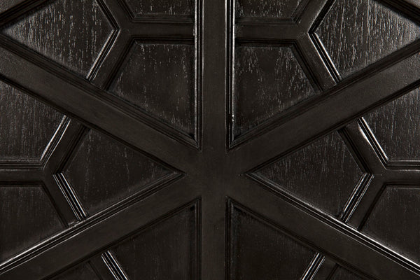 Noir Maharadscha Hutch, Hand-Carved Mahogany Storage with Contemporary Iron Base for Elegant Spaces Pale | Small GHUT118P-S