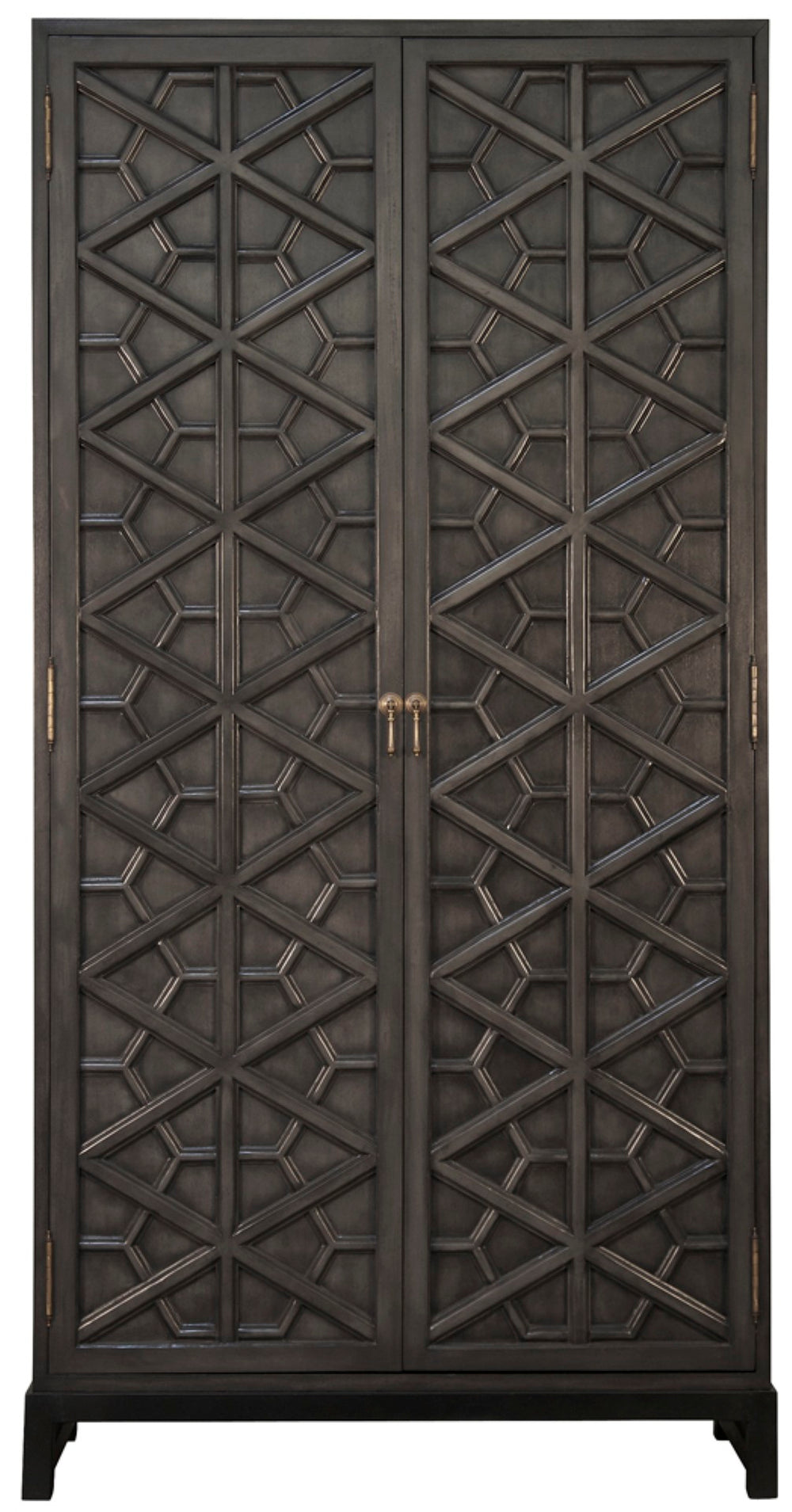 Noir Maharadscha Hutch, Hand-Carved Mahogany Storage with Contemporary Iron Base for Elegant Spaces Pale GHUT118P