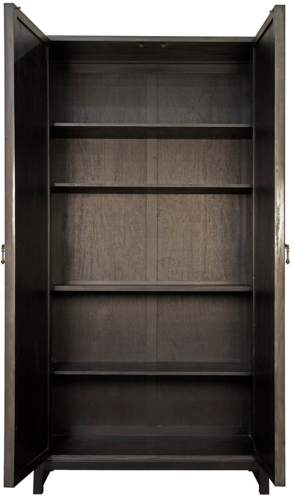 Noir Maharadscha Hutch, Hand-Carved Mahogany Storage with Contemporary Iron Base for Elegant Spaces Pale GHUT118P