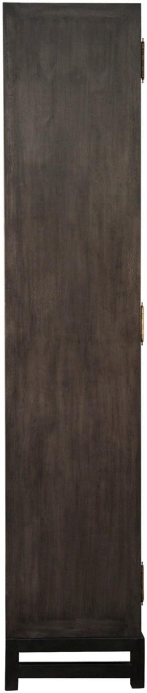 Noir Maharadscha Hutch, Hand-Carved Mahogany Storage with Contemporary Iron Base for Elegant Spaces Pale GHUT118P