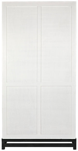 Noir Maharadscha Hutch, Hand-Carved Mahogany Storage with Contemporary Iron Base for Elegant Spaces Solid White GHUT118SW