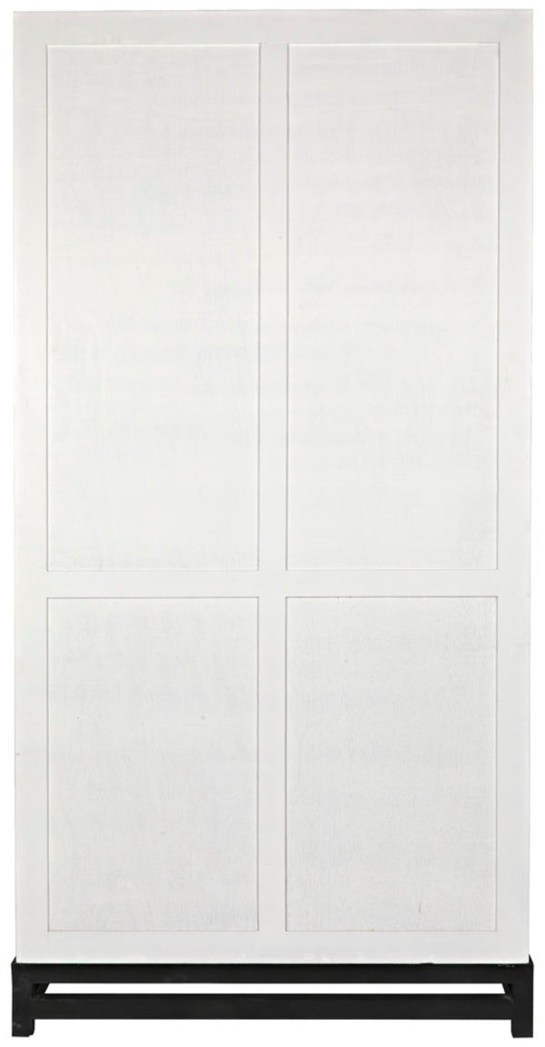 Noir Maharadscha Hutch, Hand-Carved Mahogany Storage with Contemporary Iron Base for Elegant Spaces Solid White GHUT118SW