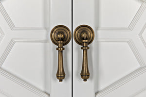 Noir Maharadscha Hutch, Hand-Carved Mahogany Storage with Contemporary Iron Base for Elegant Spaces Solid White GHUT118SW