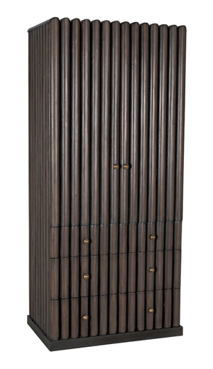 Noir Amunet Hutch: Elegant Handcrafted Mahogany with Brass Accents for Modern Dining & Storage Solutions GHUT150PR
