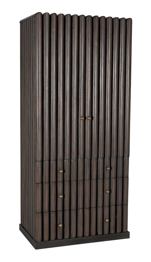 Noir Amunet Hutch: Elegant Handcrafted Mahogany with Brass Accents for Modern Dining & Storage Solutions GHUT150PR