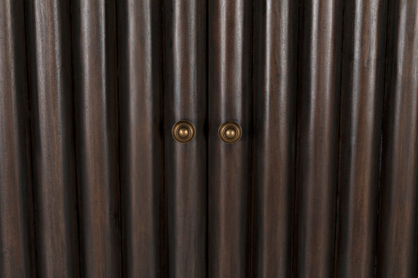 Noir Amunet Hutch: Elegant Handcrafted Mahogany with Brass Accents for Modern Dining & Storage Solutions GHUT150PR