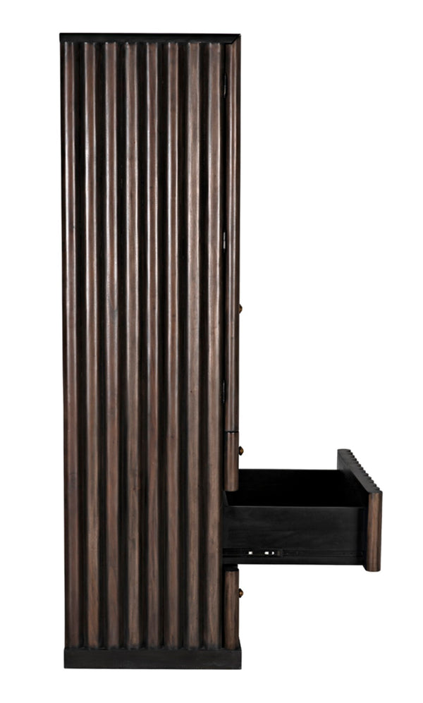 Noir Amunet Hutch: Elegant Handcrafted Mahogany with Brass Accents for Modern Dining & Storage Solutions GHUT150PR
