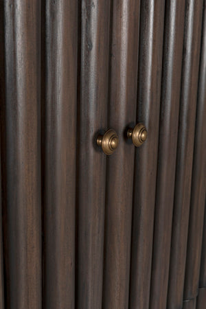 Noir Amunet Hutch: Elegant Handcrafted Mahogany with Brass Accents for Modern Dining & Storage Solutions GHUT150PR