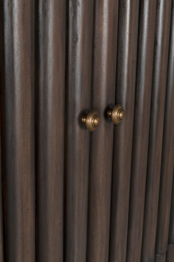 Noir Amunet Hutch: Elegant Handcrafted Mahogany with Brass Accents for Modern Dining & Storage Solutions GHUT150PR