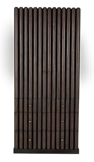 Noir Amunet Hutch: Elegant Handcrafted Mahogany with Brass Accents for Modern Dining & Storage Solutions GHUT150PR