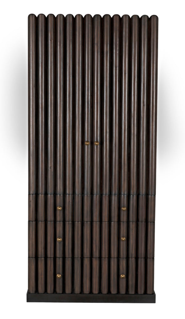 Noir Amunet Hutch: Elegant Handcrafted Mahogany with Brass Accents for Modern Dining & Storage Solutions GHUT150PR