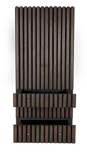 Noir Amunet Hutch: Elegant Handcrafted Mahogany with Brass Accents for Modern Dining & Storage Solutions GHUT150PR