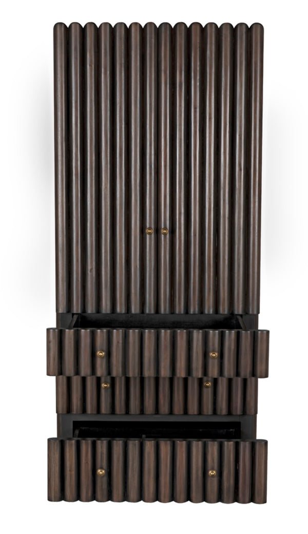 Noir Amunet Hutch: Elegant Handcrafted Mahogany with Brass Accents for Modern Dining & Storage Solutions GHUT150PR