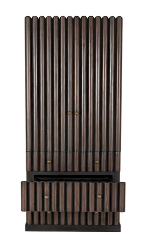 Noir Amunet Hutch: Elegant Handcrafted Mahogany with Brass Accents for Modern Dining & Storage Solutions GHUT150PR
