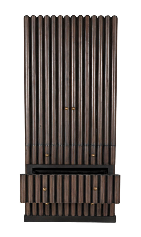 Noir Amunet Hutch: Elegant Handcrafted Mahogany with Brass Accents for Modern Dining & Storage Solutions GHUT150PR