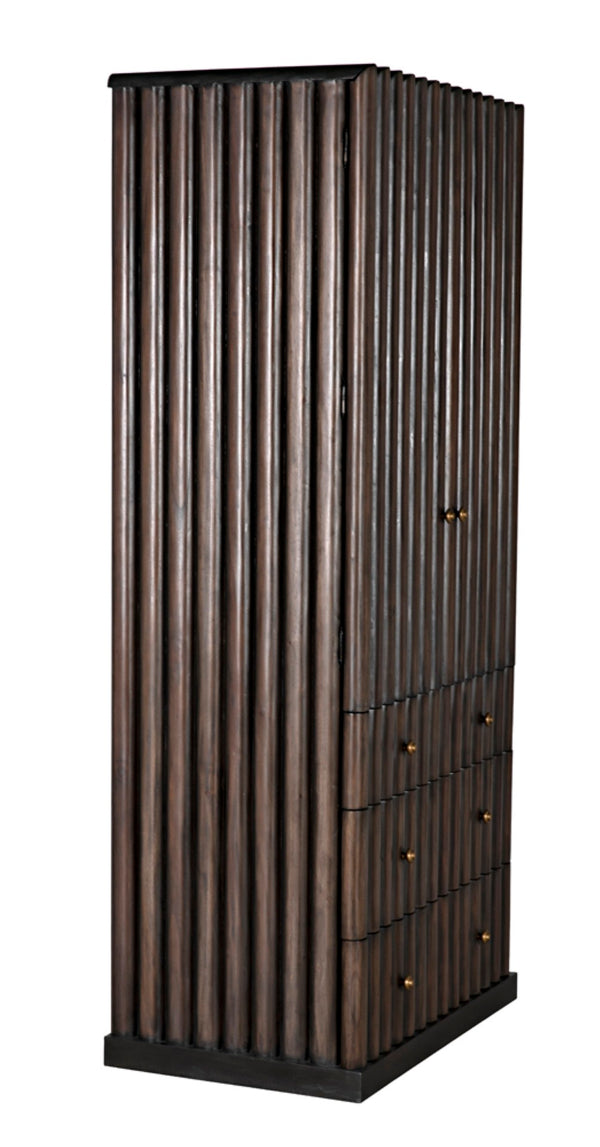Noir Amunet Hutch: Elegant Handcrafted Mahogany with Brass Accents for Modern Dining & Storage Solutions GHUT150PR