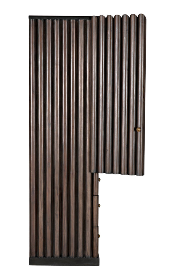 Noir Amunet Hutch: Elegant Handcrafted Mahogany with Brass Accents for Modern Dining & Storage Solutions GHUT150PR