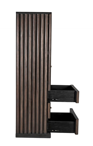 Noir Amunet Hutch: Elegant Handcrafted Mahogany with Brass Accents for Modern Dining & Storage Solutions GHUT150PR