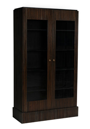 Noir Noho Hutch - Handcrafted Mahogany in Elegant Black Finish with Brown Trim for Timeless Storage Style GHUT151HB
