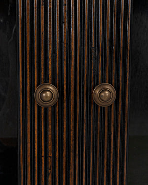 Noir Noho Hutch - Handcrafted Mahogany in Elegant Black Finish with Brown Trim for Timeless Storage Style GHUT151HB