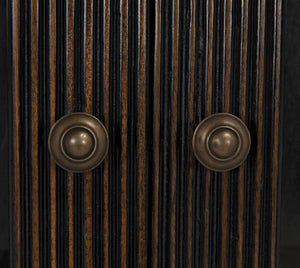 Noir Noho Hutch - Handcrafted Mahogany in Elegant Black Finish with Brown Trim for Timeless Storage Style GHUT151HB