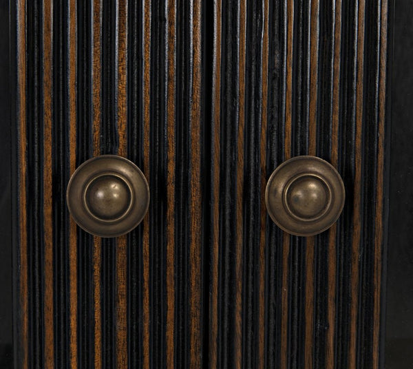 Noir Noho Hutch - Handcrafted Mahogany in Elegant Black Finish with Brown Trim for Timeless Storage Style GHUT151HB