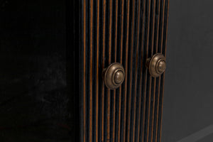 Noir Noho Hutch - Handcrafted Mahogany in Elegant Black Finish with Brown Trim for Timeless Storage Style GHUT151HB