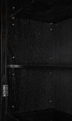 Noir Noho Hutch - Handcrafted Mahogany in Elegant Black Finish with Brown Trim for Timeless Storage Style GHUT151HB