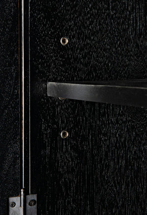 Noir Noho Hutch - Handcrafted Mahogany in Elegant Black Finish with Brown Trim for Timeless Storage Style GHUT151HB