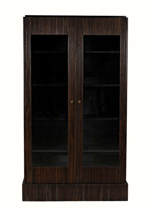 Noir Noho Hutch - Handcrafted Mahogany in Elegant Black Finish with Brown Trim for Timeless Storage Style GHUT151HB