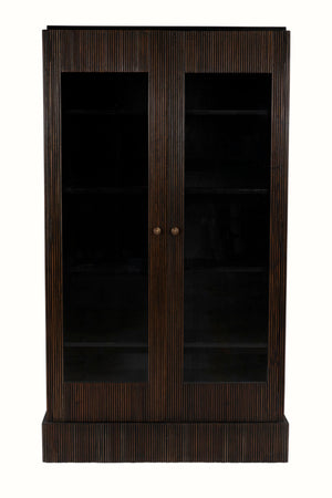 Noir Noho Hutch - Handcrafted Mahogany in Elegant Black Finish with Brown Trim for Timeless Storage Style GHUT151HB