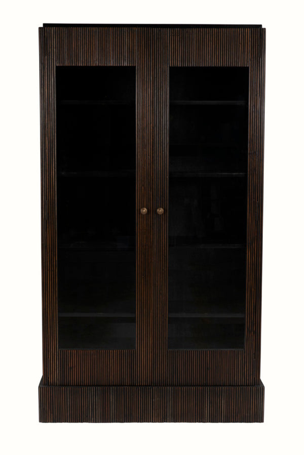 Noir Noho Hutch - Handcrafted Mahogany in Elegant Black Finish with Brown Trim for Timeless Storage Style GHUT151HB