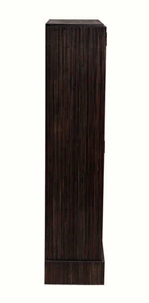 Noir Noho Hutch - Handcrafted Mahogany in Elegant Black Finish with Brown Trim for Timeless Storage Style GHUT151HB