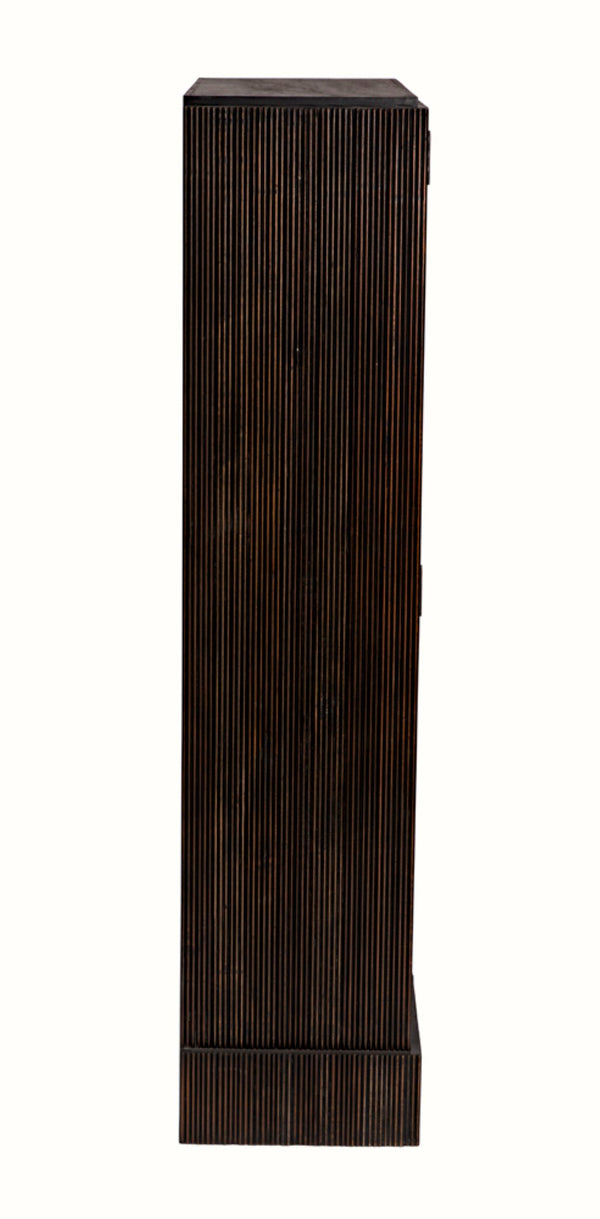 Noir Noho Hutch - Handcrafted Mahogany in Elegant Black Finish with Brown Trim for Timeless Storage Style GHUT151HB