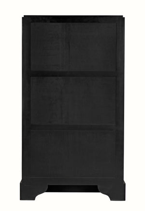 Noir Noho Hutch - Handcrafted Mahogany in Elegant Black Finish with Brown Trim for Timeless Storage Style GHUT151HB