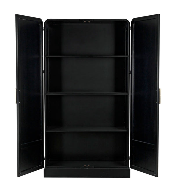 Noir Tresor Handcrafted Steel Hutch - Industrial-Style Storage Solution with Elegant Matte Black Finish GHUT152MTB